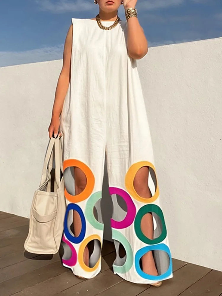 Rainbow Cutout Wide-Leg Jumpsuit