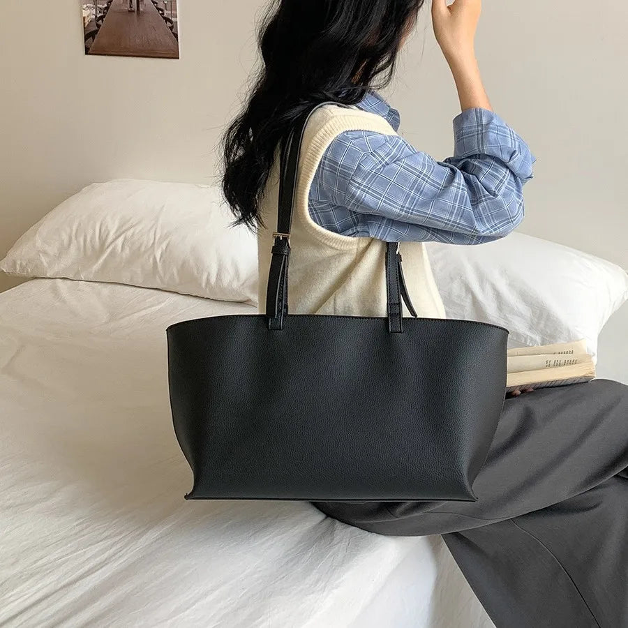 Soft Leather Shopper Tote