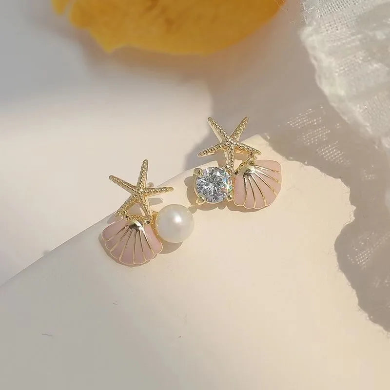 Asymmetric Starfish Pearl Studs