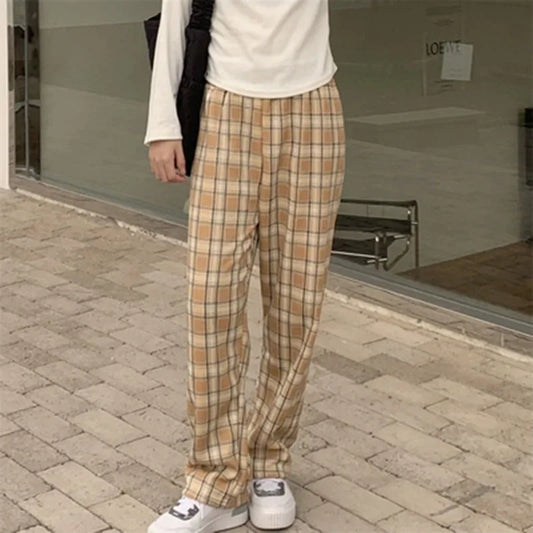 Fleece-Lined Plaid Winter Trousers