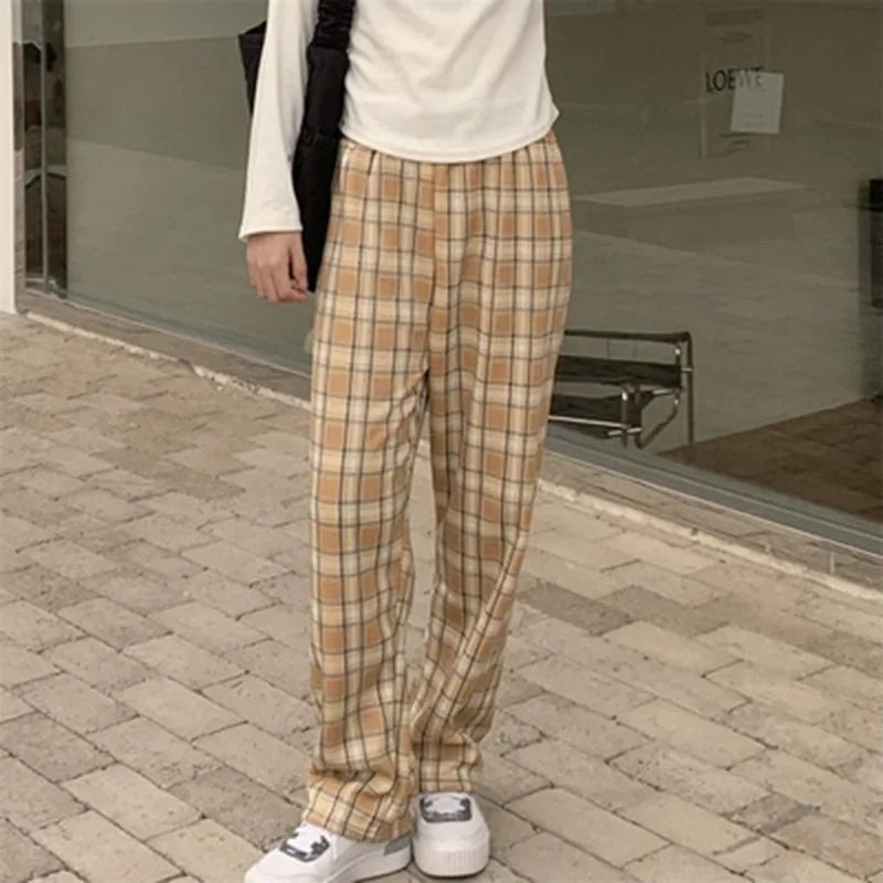Fleece-Lined Plaid Winter Trousers