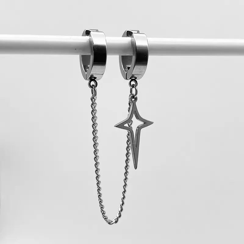 Stainless Star Clip Earrings