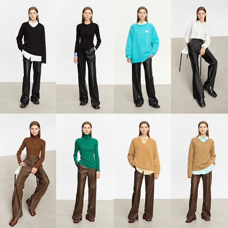 PU Leather Straight-Leg Trousers