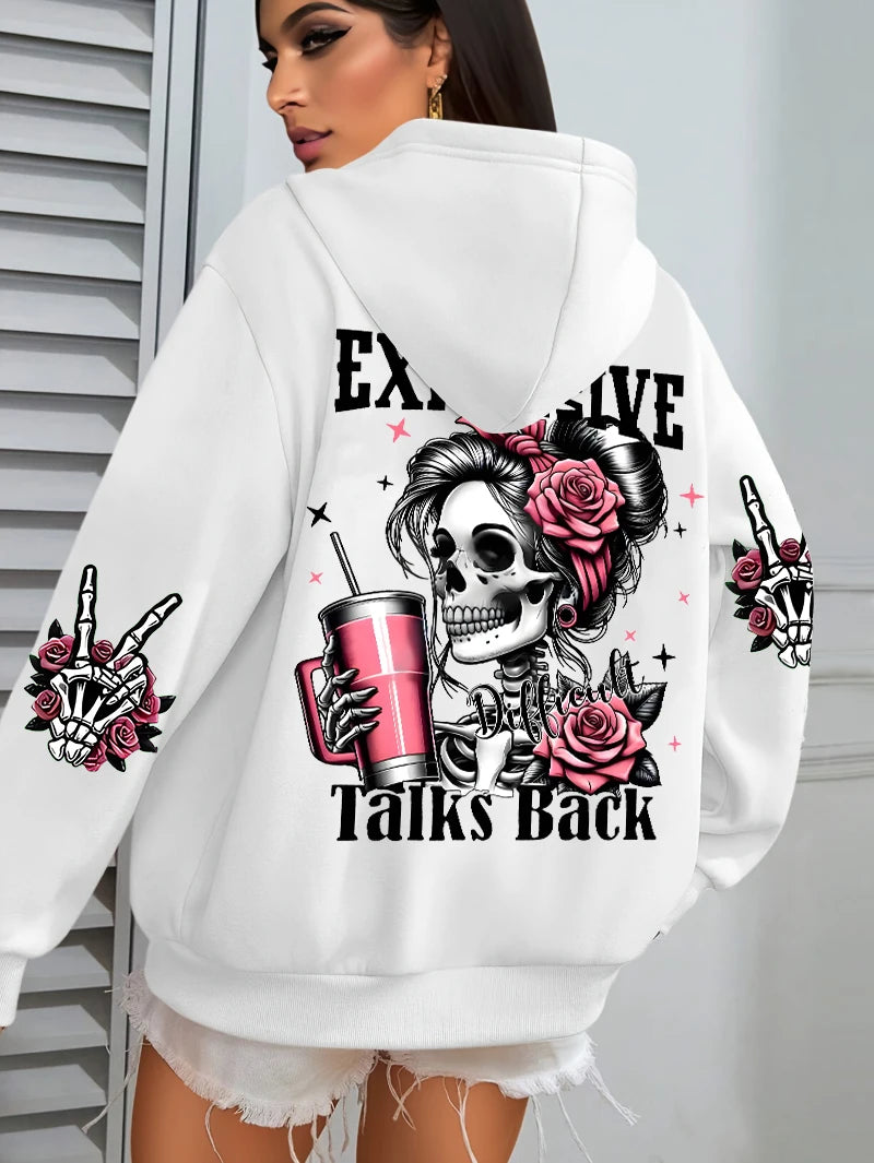 Funny Print Fleece Hoodie
