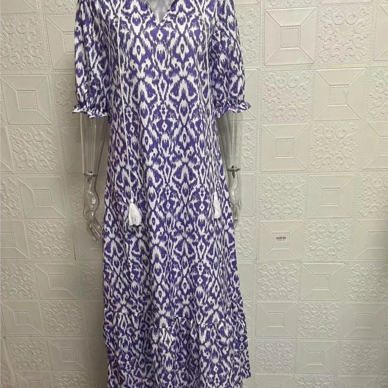 Bohemian Floral V-Neck Maxi Dress