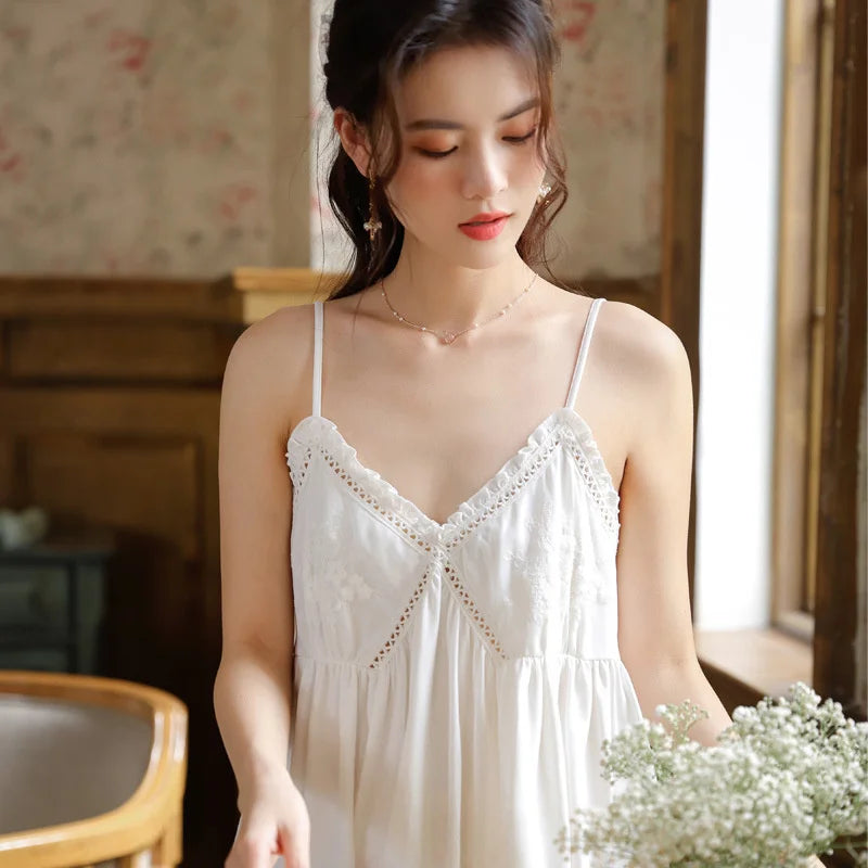 Embroidered Cotton Lace Nightdress