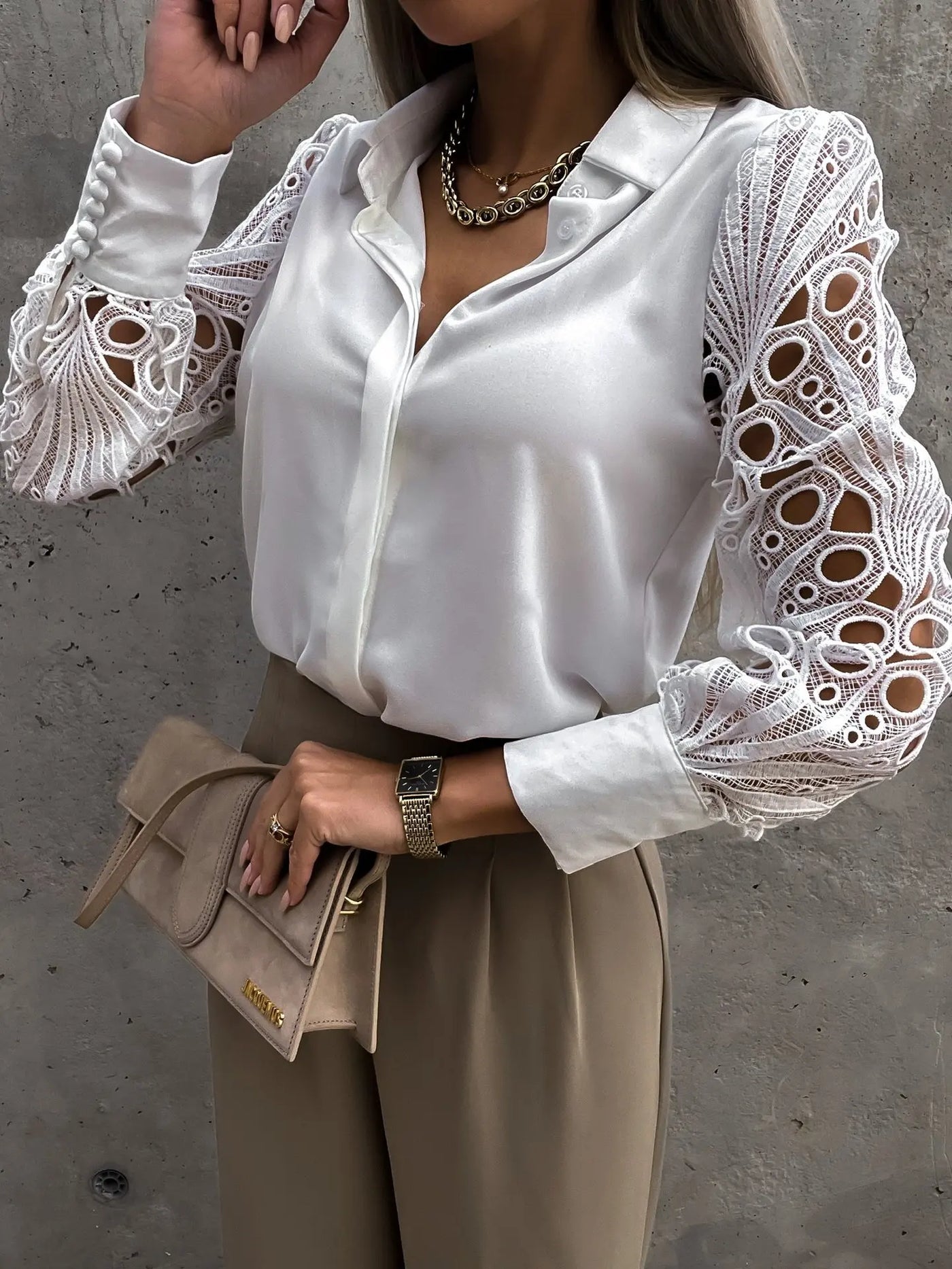Chiffon V-Neck Office Blouse