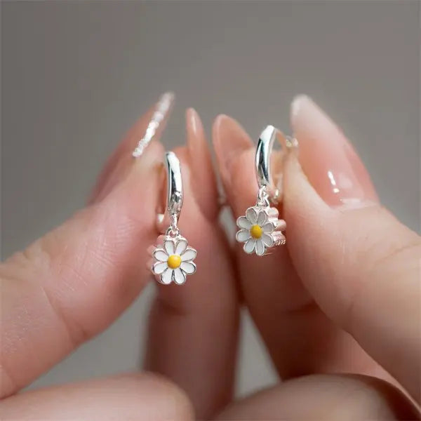 Rhinestone Flower Pearl Studs