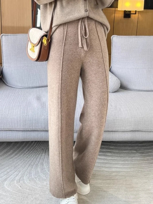 Knitted High-Waist Wide-Leg Pants