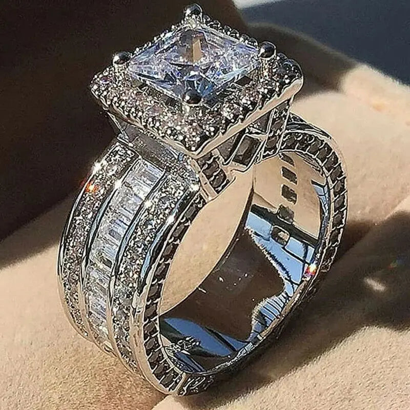 Geometric Zircon Engagement Ring
