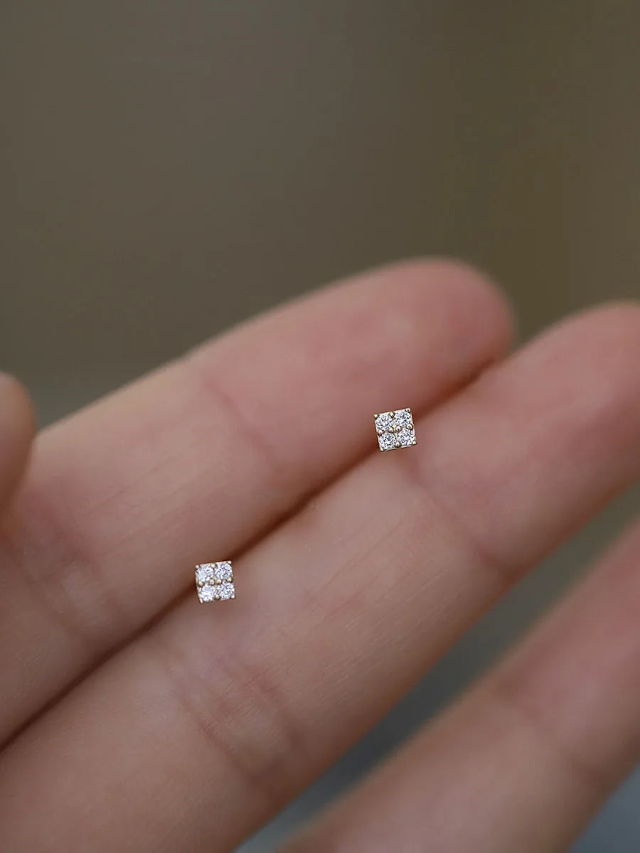 Shiny Zircon Square Studs