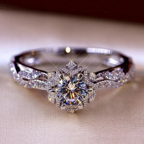 Geometric Zircon Engagement Ring