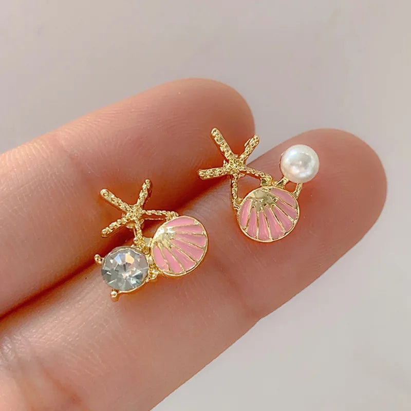 Asymmetric Starfish Pearl Studs
