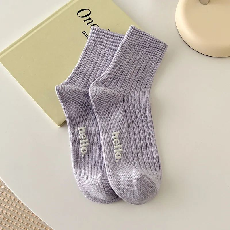 Cute Women's Socks Japanese Fashion New Spring Summer Female Simple Socks Soft Breathable Absorb Sweat Fresh Colorful Socks