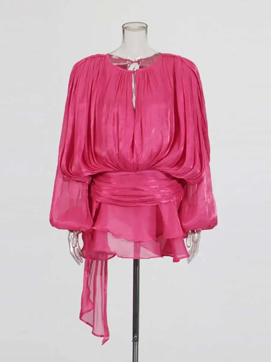 Draped V-Neck Mini Dress