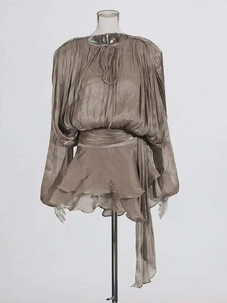 Draped V-Neck Mini Dress