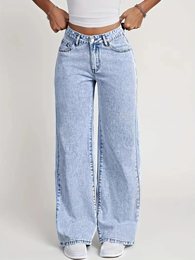 American Wide-Leg Denim Jeans