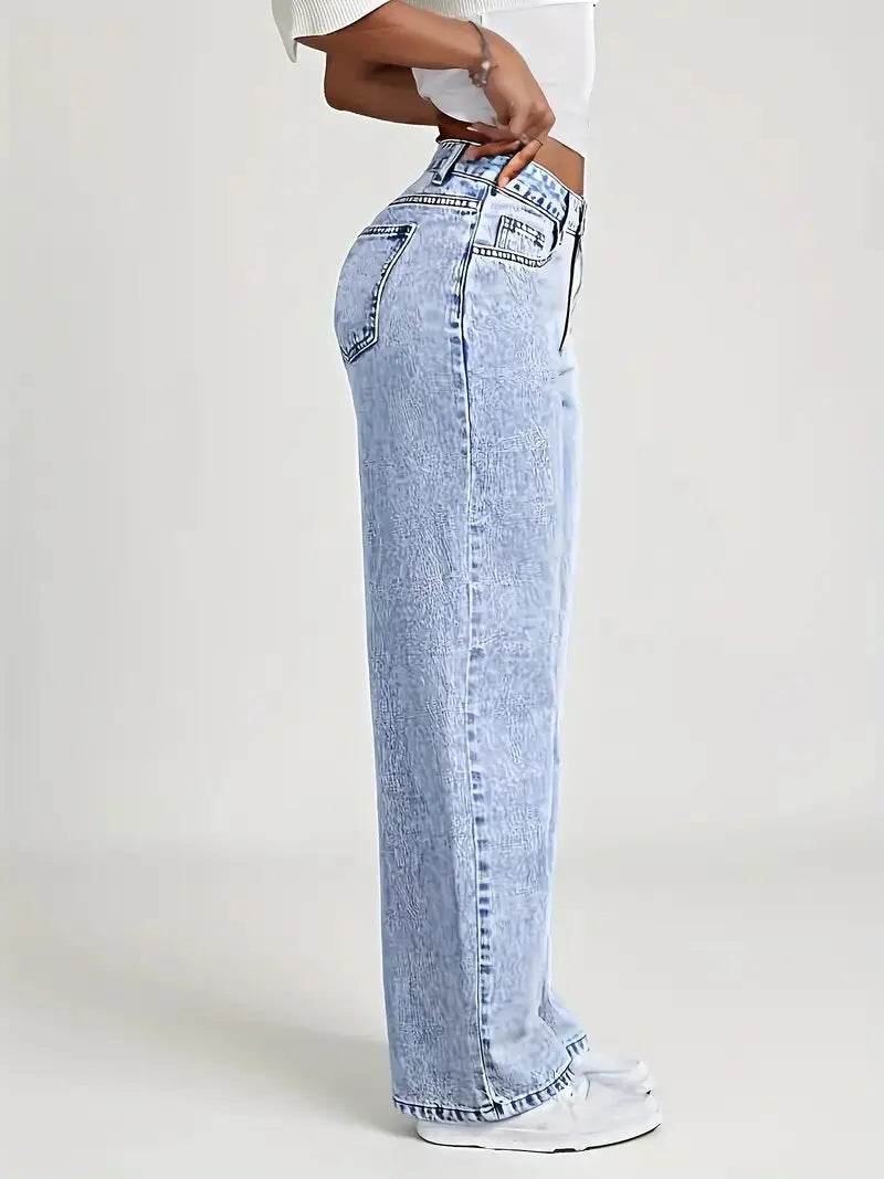 American Wide-Leg Denim Jeans