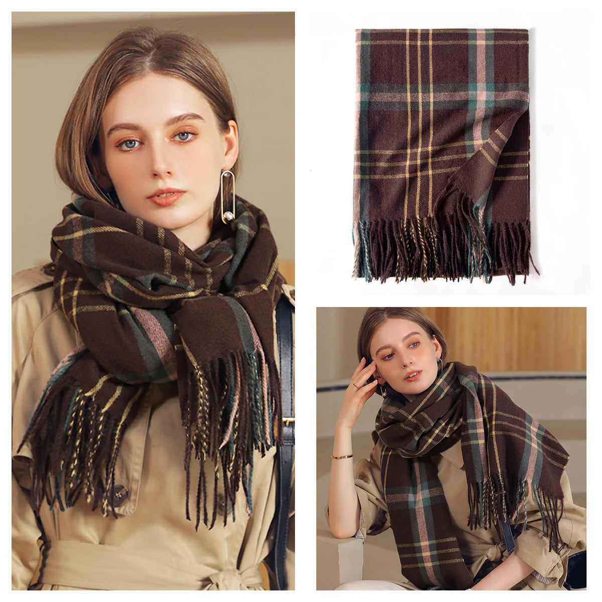 Women Autumn Winter Scarf Lady Cashmere Feeling Muffler Spring Fall Large Blanket Classic Plaid Shawl Soft Warm Wrap Wholesale