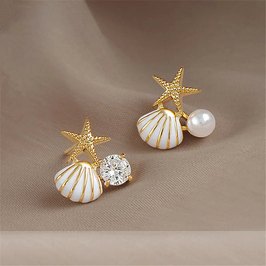 Asymmetric Starfish Pearl Studs