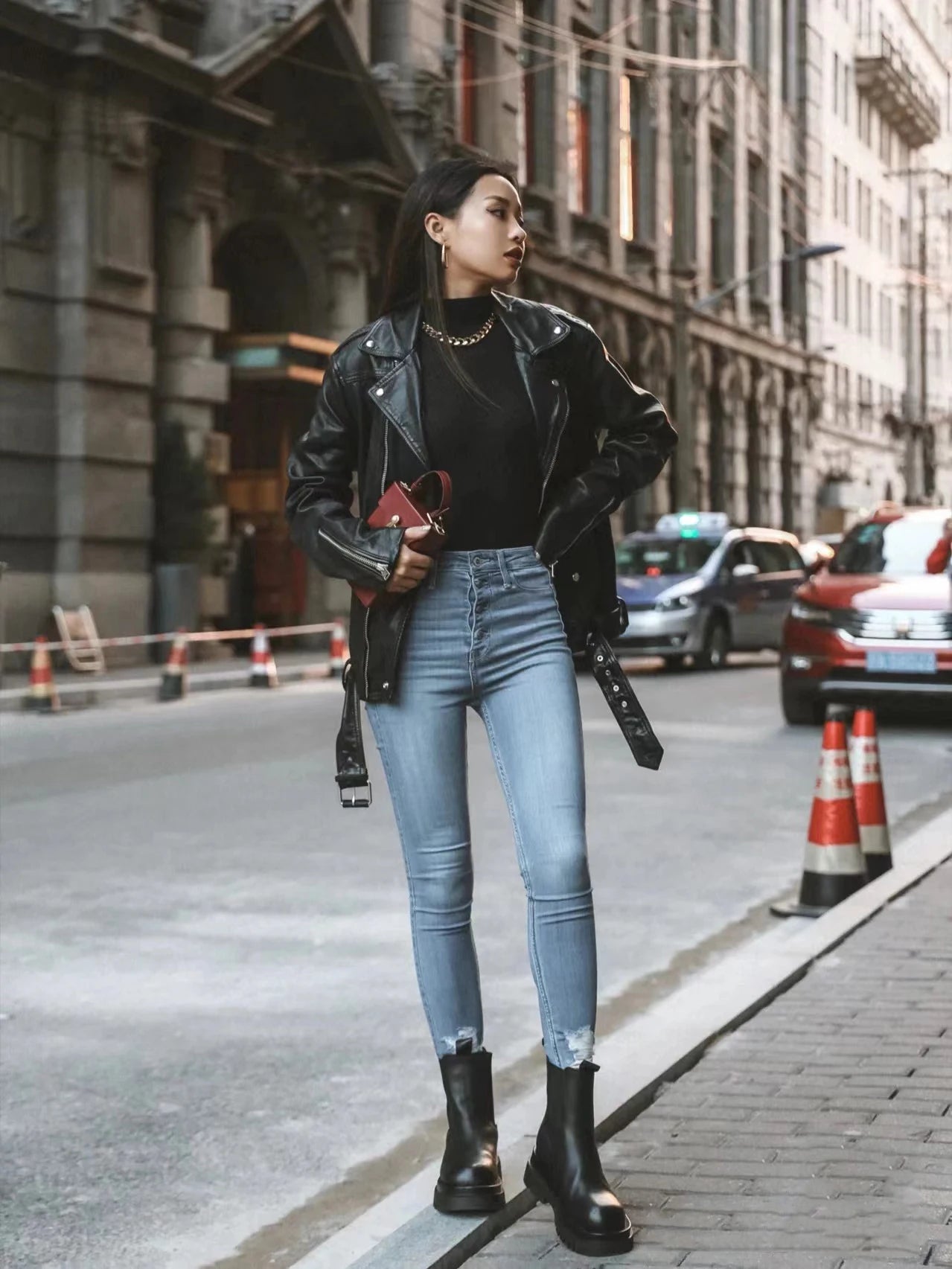 Black PU Motorcycle Jacket