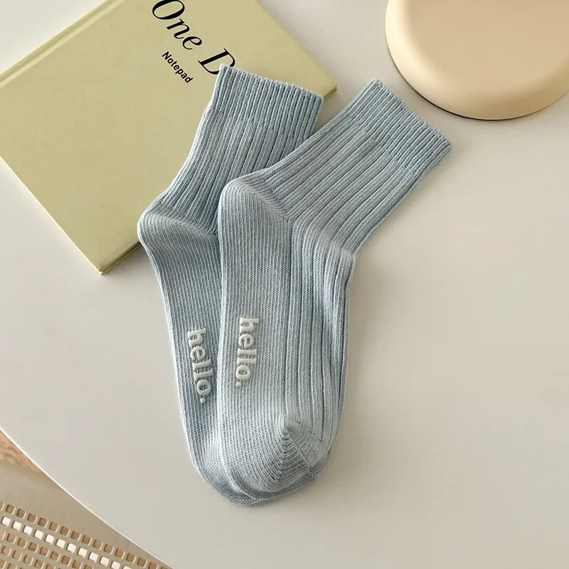 Cute Women's Socks Japanese Fashion New Spring Summer Female Simple Socks Soft Breathable Absorb Sweat Fresh Colorful Socks