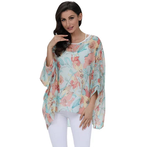 Bohemian Chiffon Batwing Blouse