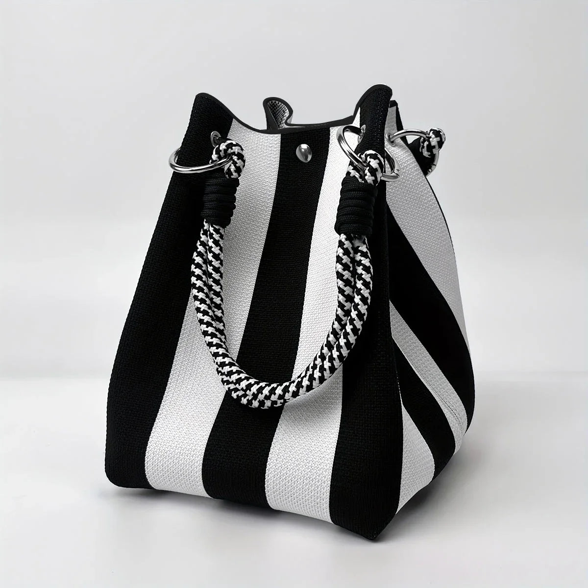 Colorblock Knitted Bucket Bag