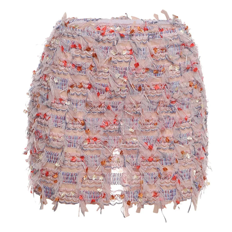 Colorful Tassel Knit Skirt