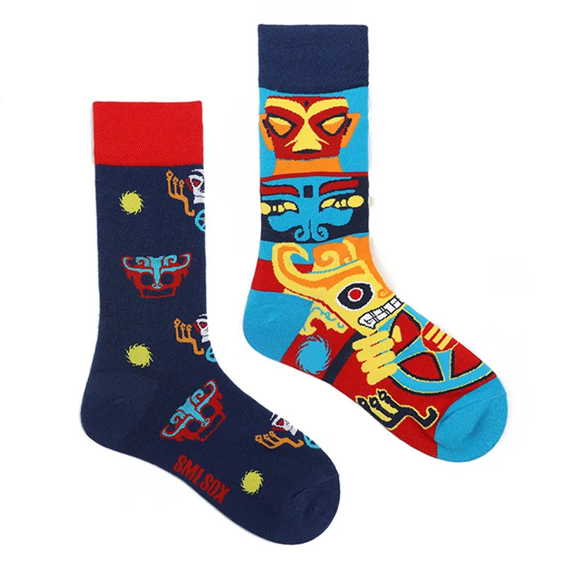 1Pair Man Women Socks Original AB Tide Socks Medium High Tube Colorful Socks Flowers Fruits Candy Cake Cotton Socks Unisex Socks
