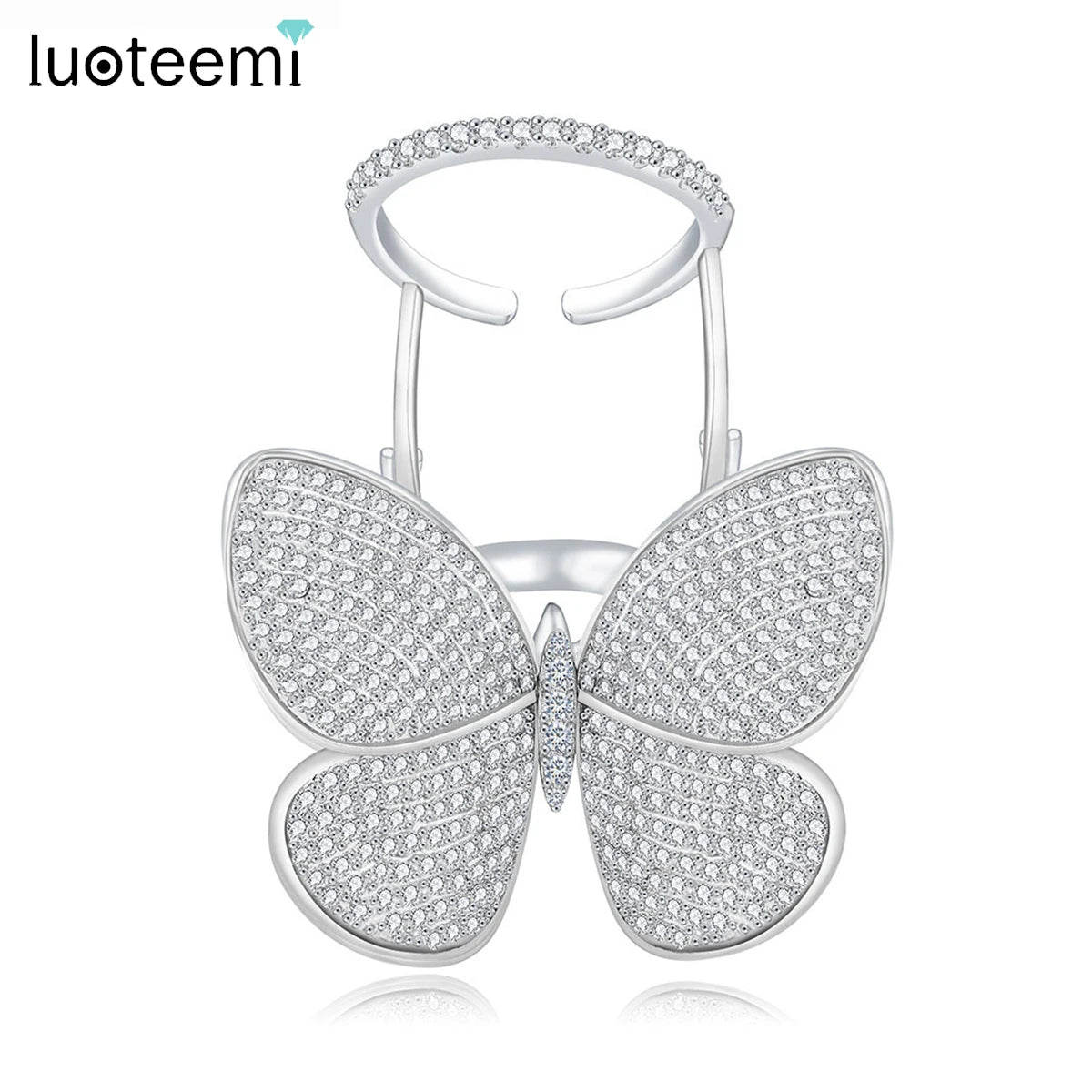 Butterfly Micro-Paved Zircon Ring