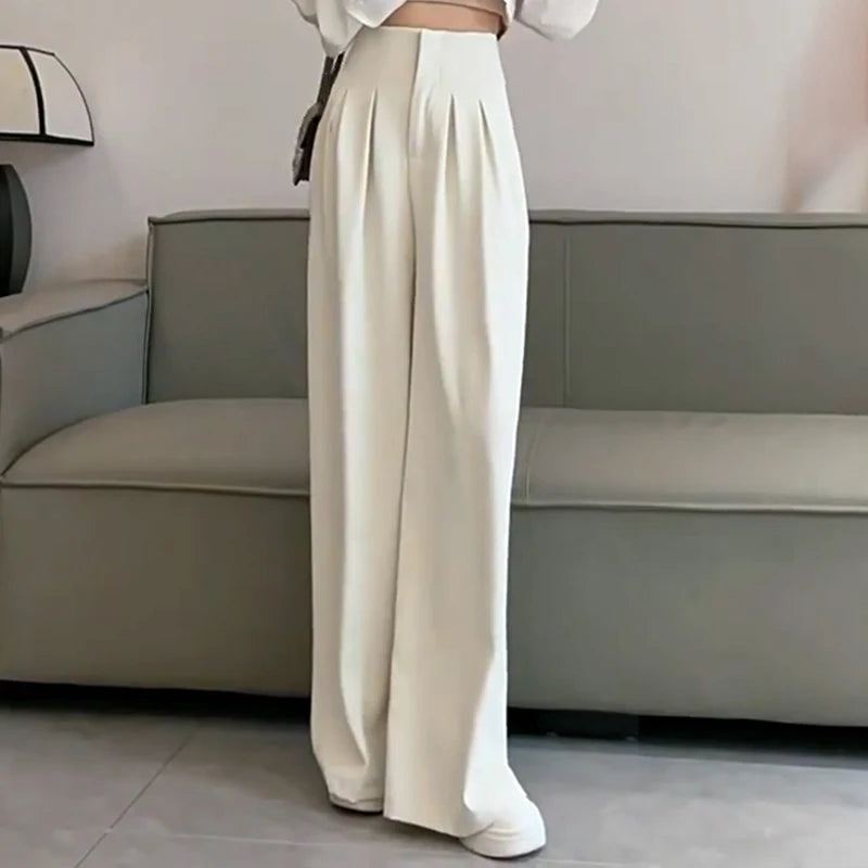 Ultra-High-Waist Wide-Leg Suit Pants