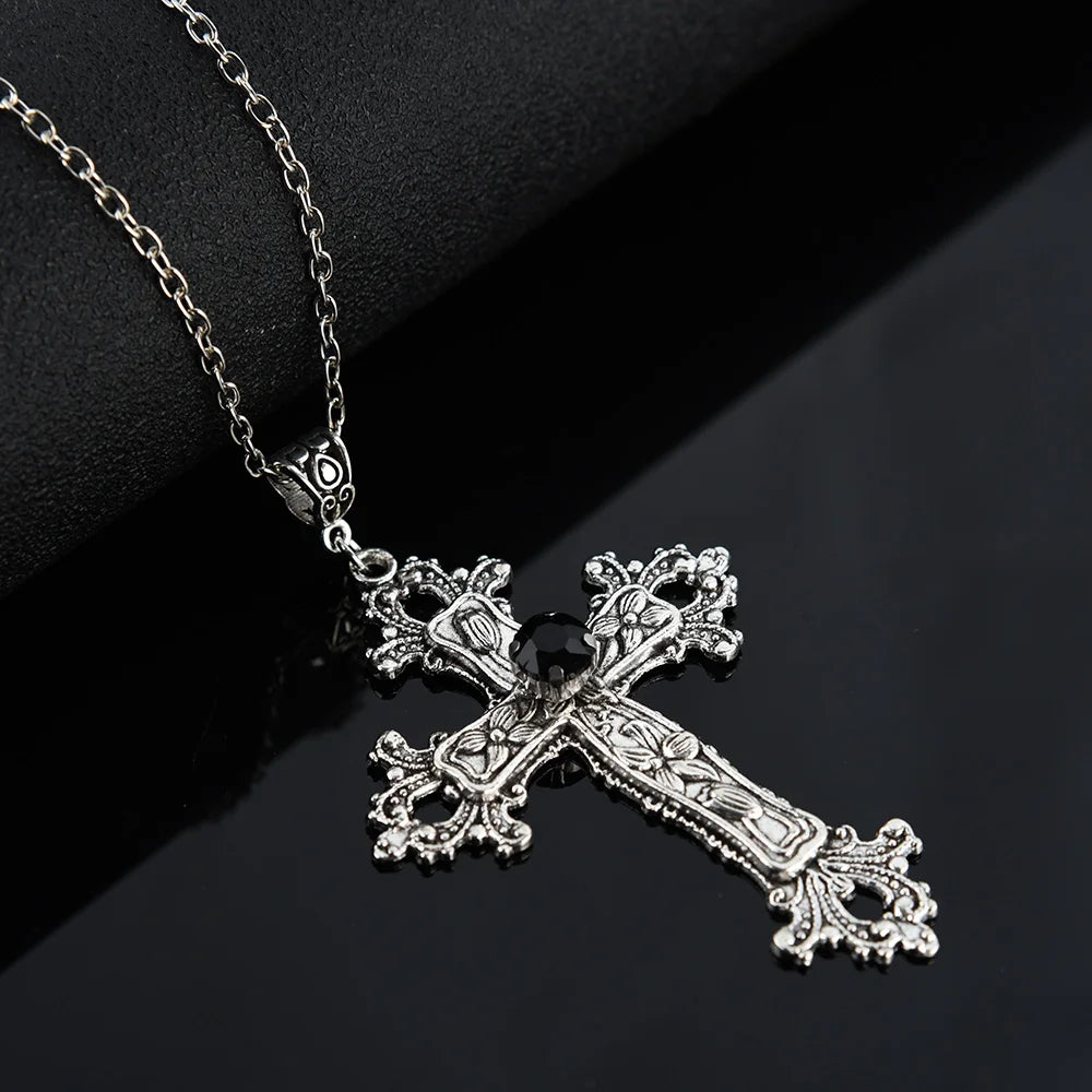 Crystal Cross Gothic Necklace