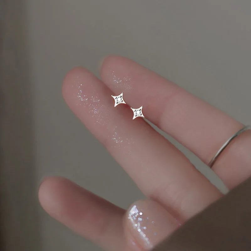 Shiny Zircon Square Studs