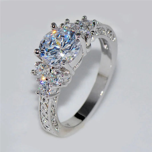 Geometric Zircon Engagement Ring
