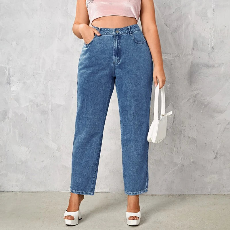 Stretch Straight-Leg Curve Jeans