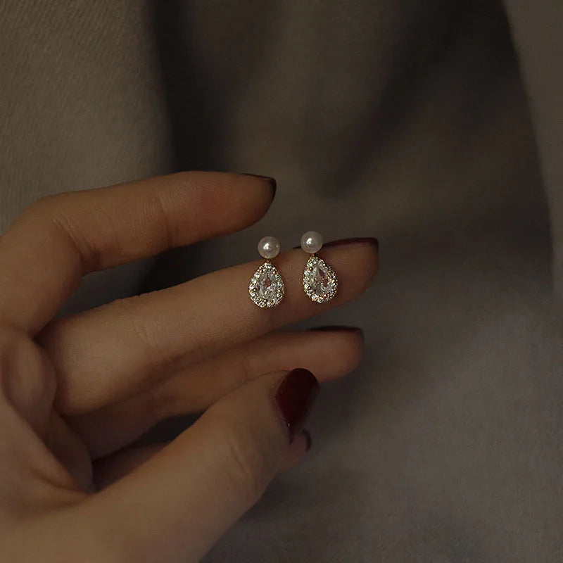 Shiny Zircon Square Studs
