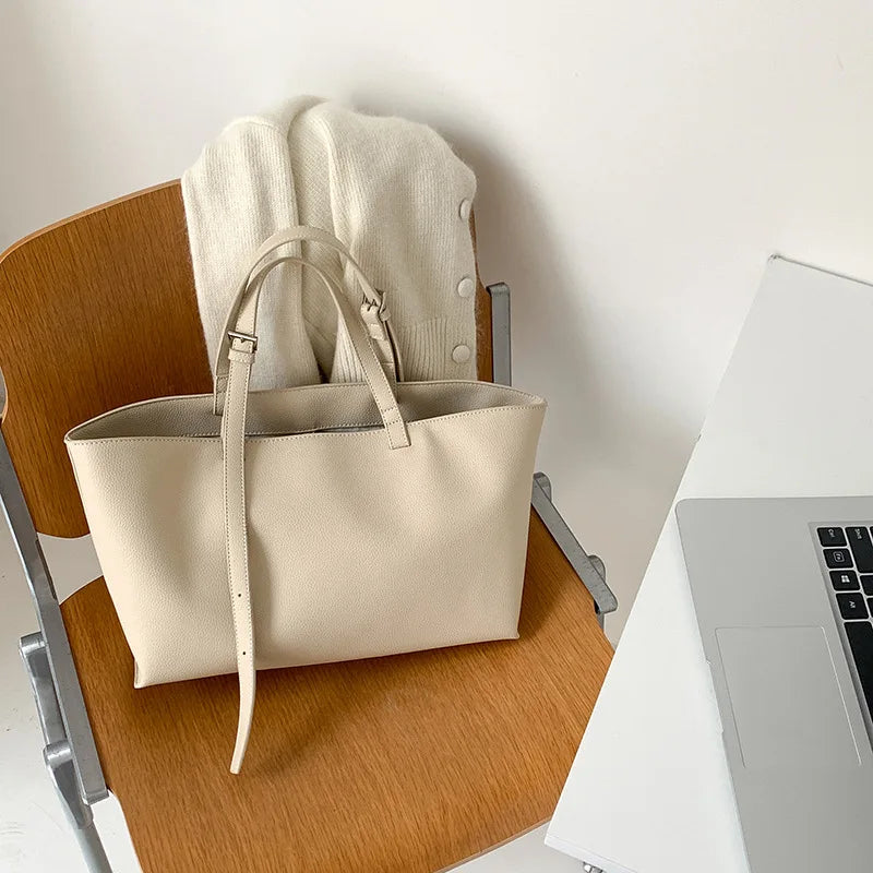 Soft Leather Shopper Tote