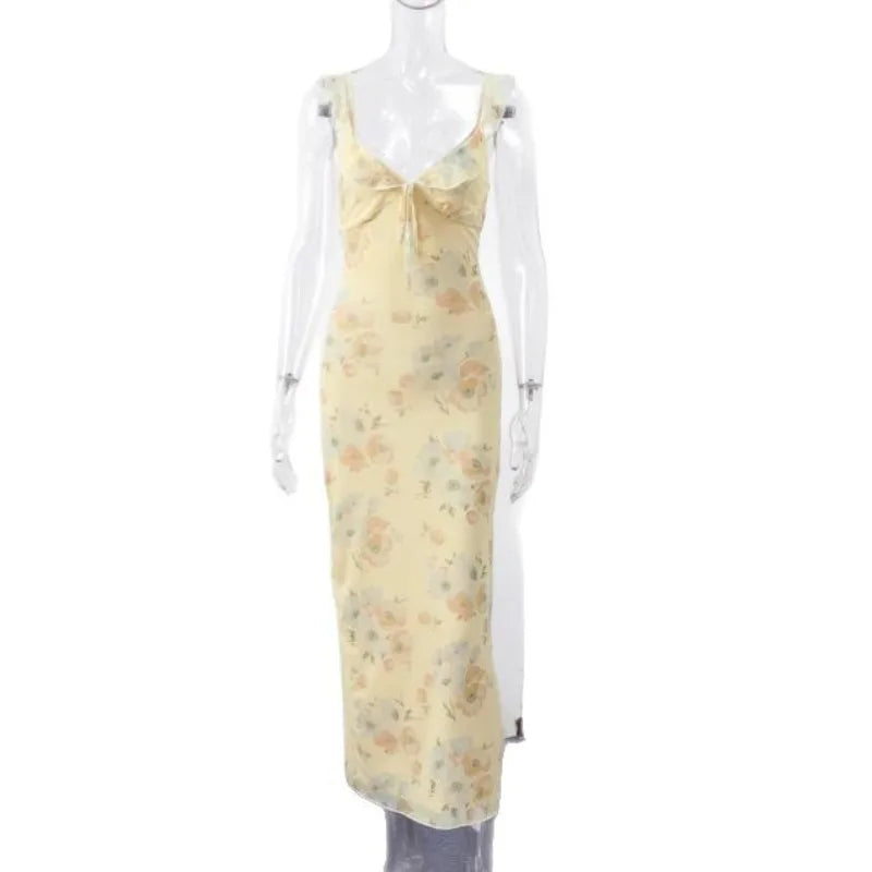 Floral Backless Beach Dress