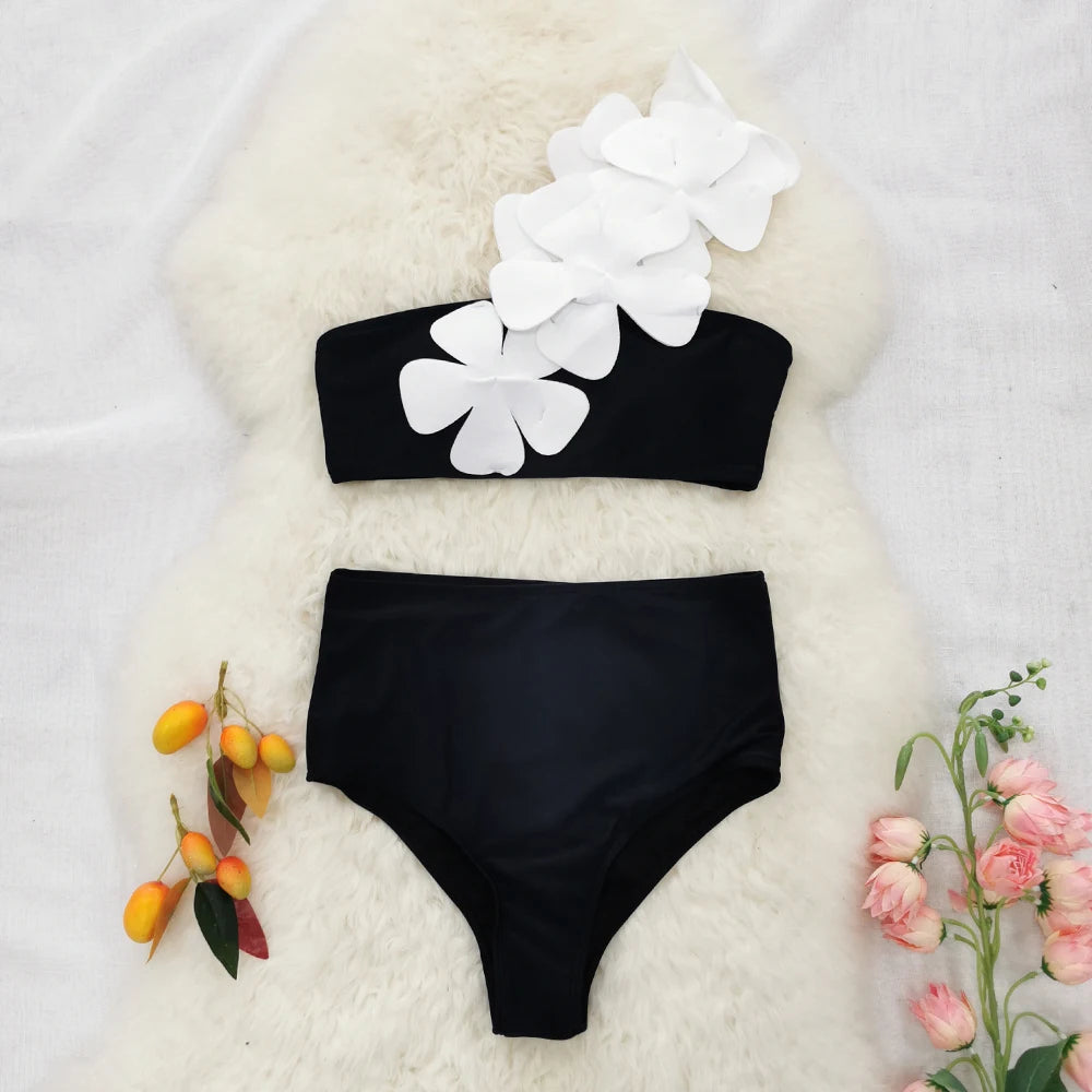 Sexy Flower Bandeau Bikini Women Brazilian Bikini Set  Biquini Swimsuit Summer Bathing Suit Swimwear  Beach Wear