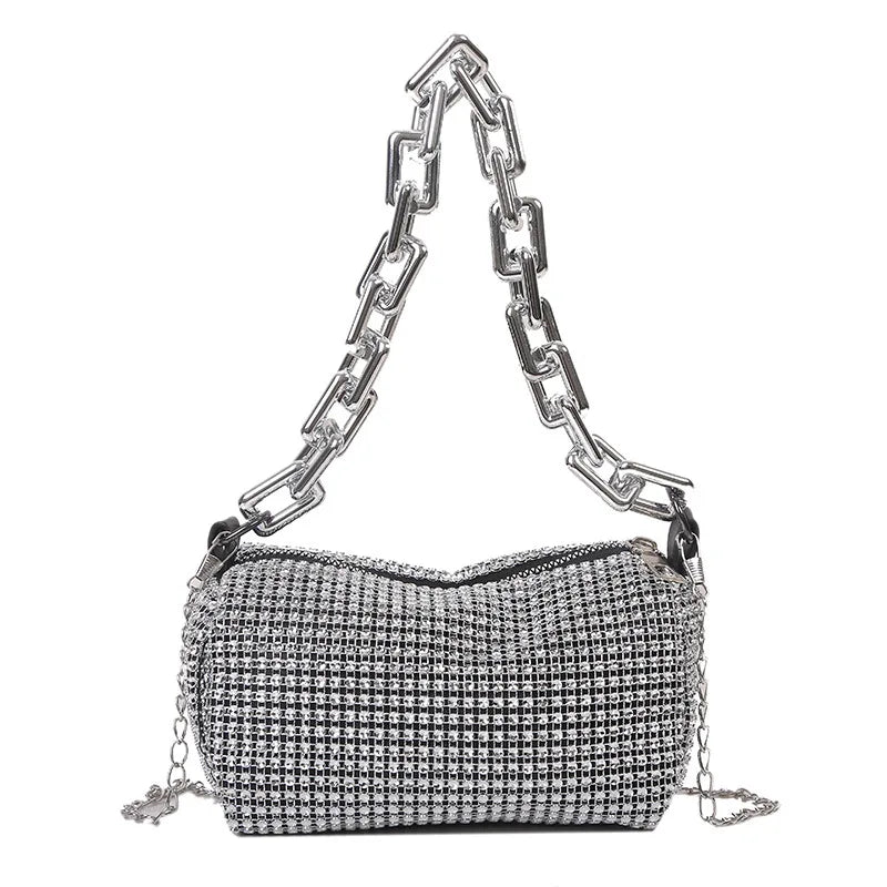 Rhinestone Chain Bucket Bag