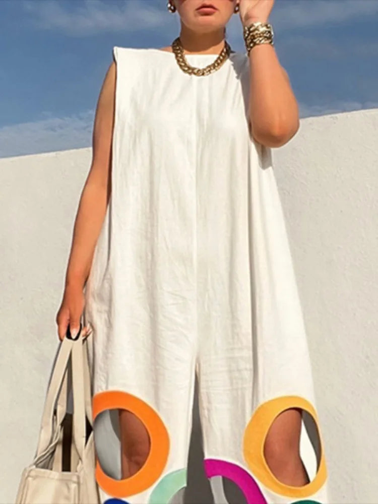 Rainbow Cutout Wide-Leg Jumpsuit