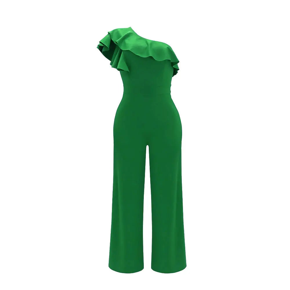 Ruffled One-Shoulder Solid Jumpsuit