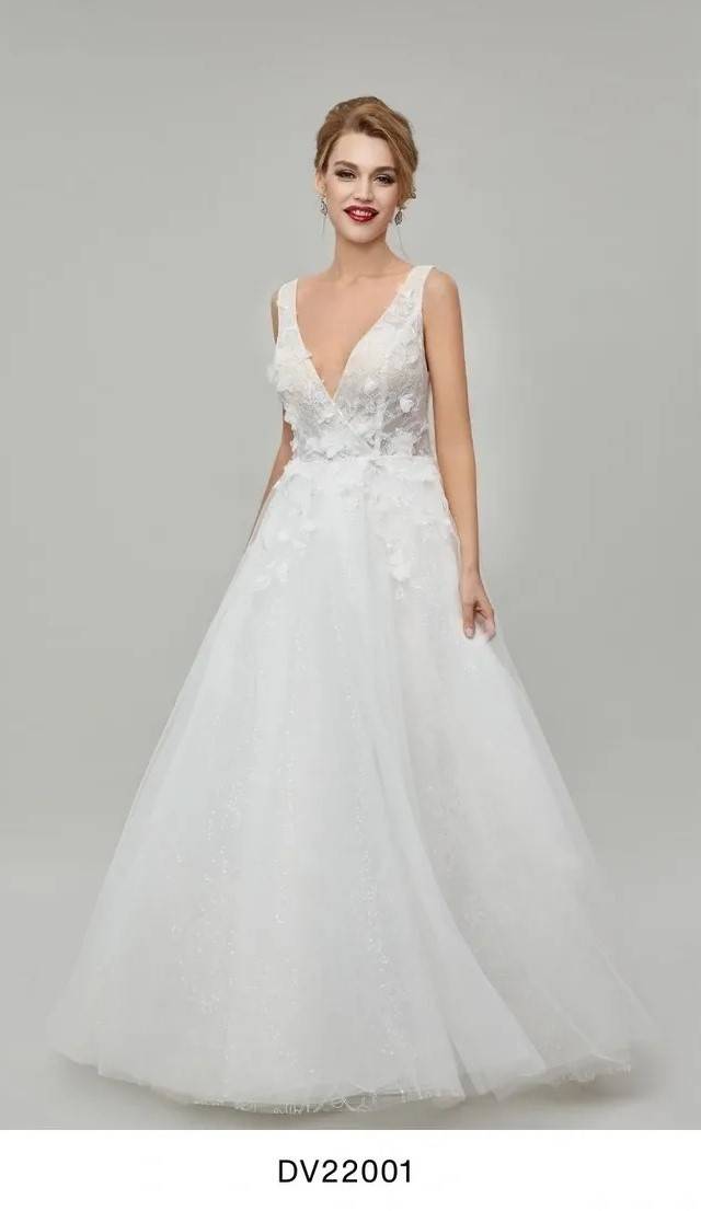 DV22001 Lace & Tulle Gown by Drew Valentine Bridal Drew Valentine Colour : White|Ivory 