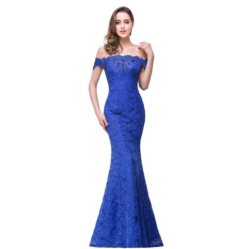 Elegant Beaded Mermaid Evening Dress Aussieprom: online-only Formal & Bridesmaid Color : Ivory|Black|Royal Blue|Burgundy|Blush Pink|Dark purple|Red|Navy Blue 