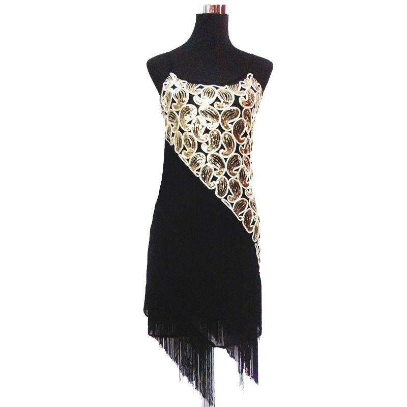 Exquisite Asymmetrical Sequined Tasseled Women's Dress Color : Black / Gold|Blue|Purple|Red|Grey|White|Black 