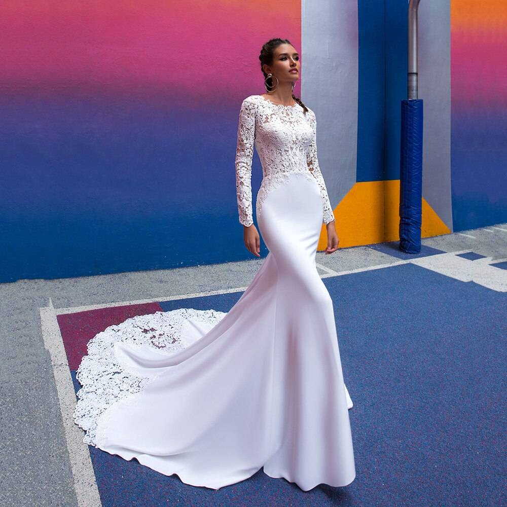 Women's Elegant Bodycon Wedding Dress Bridal Romantiq: online-only Color: Ivory Size: 2|4|6|8|10|12|14|16|16W|18W|20W|22W|24W|26W|28W|Custom Size 